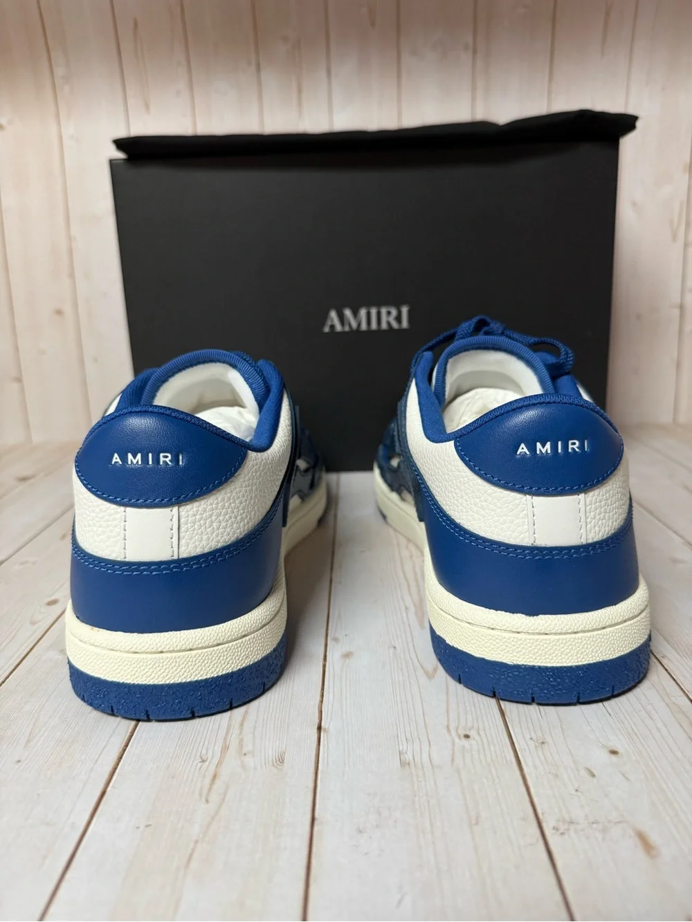 AMIRI Skel Low-Top Leather Sneakers Blue/White Sz 43 / 10